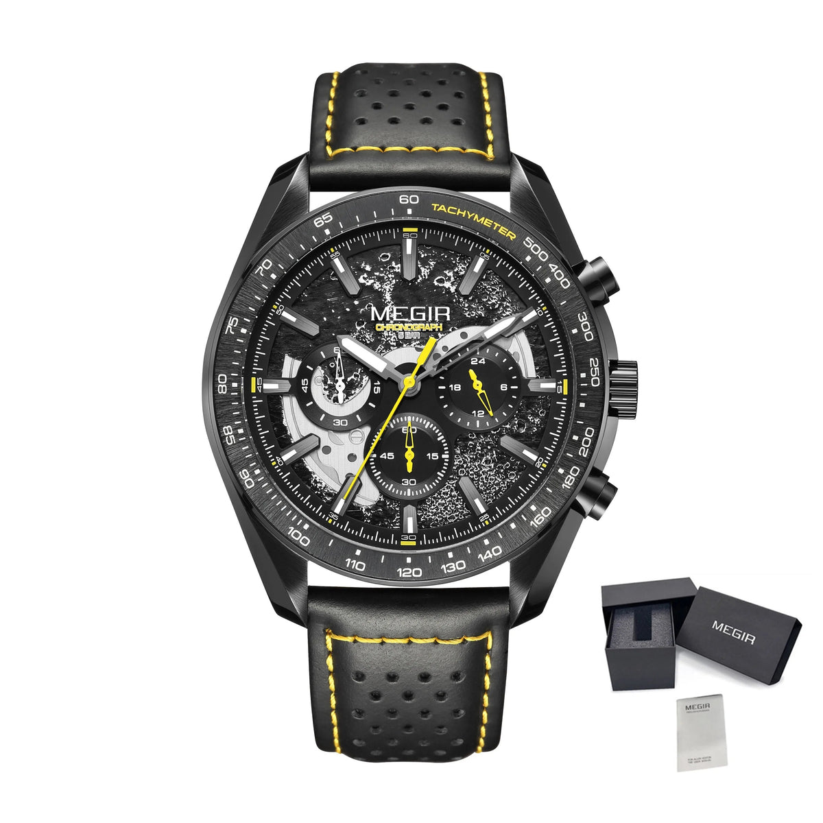 MEGIR Luxury Men's Business Casual Watches Leather Waterproof Quartz Chronograph Male Clock Wristwatch Relogio Masculino 8408