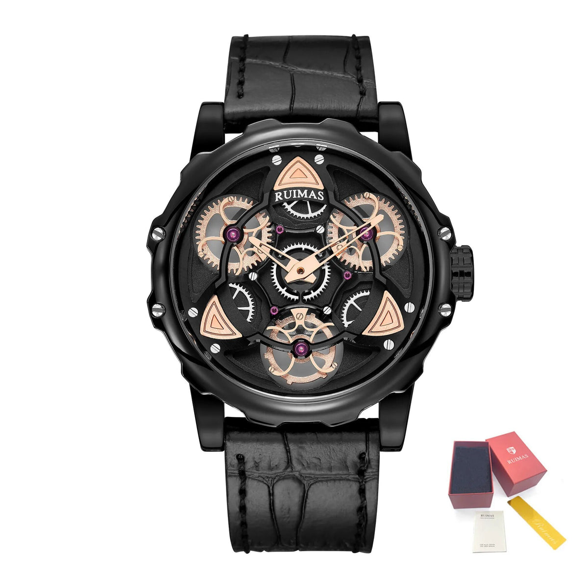 RUIMAS Relogio Masculino Fashion Leather Strap Big Dial Sports Quartz Watches for Men 3ATM Waterproof Casual WristWatch Clock 526