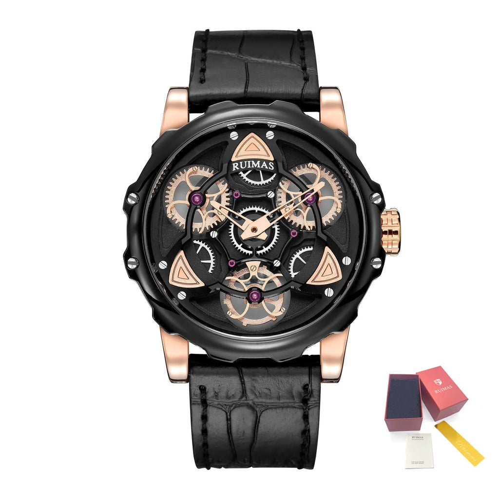 RUIMAS Relogio Masculino Fashion Leather Strap Big Dial Sports Quartz Watches for Men 3ATM Waterproof Casual WristWatch Clock 526
