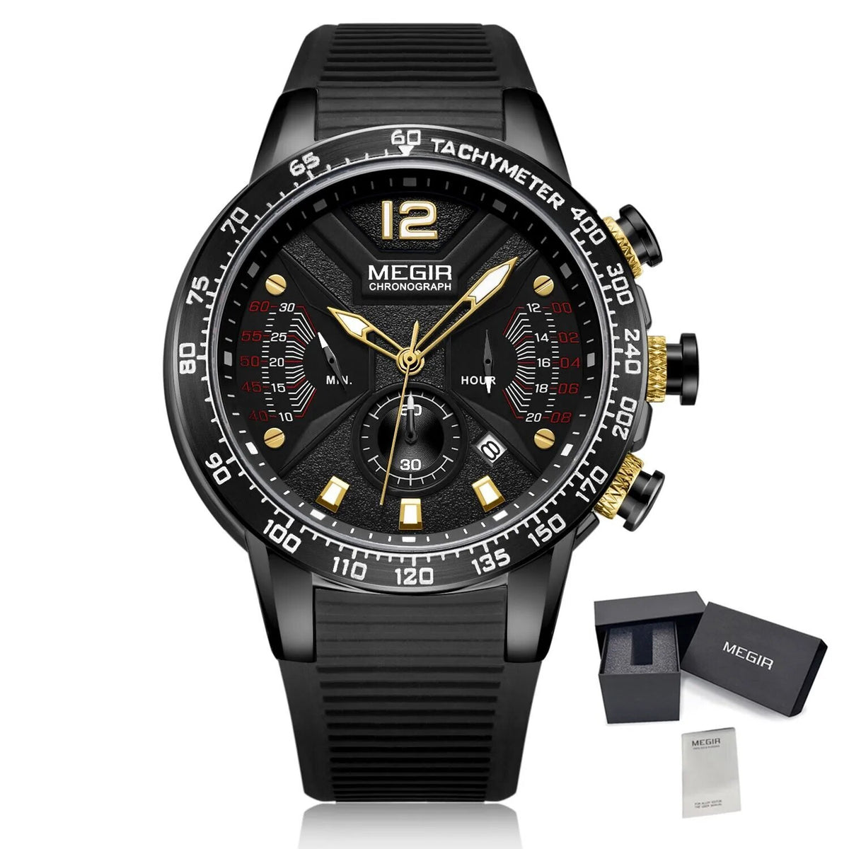 MEGIR Silicone Strap Quartz Military Watches for Men Fashion Sport Wristwatch Clock Big Dial Watch Chronograph Montre Homme 2106