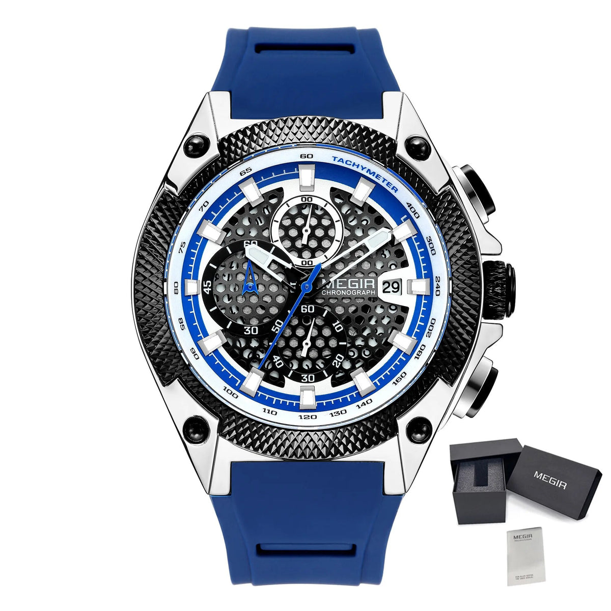 MEGIR Men's Sport Watches Luxury Silicone Strap Man Chronograph Clock Waterproof Luminous Quartz Wristwatch Montre Homme 2127