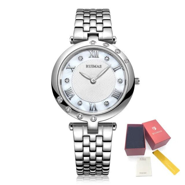 RUIMAS Ladies Wrist Watch Stainless Steel Luxury Quartz Women Watches Waterproof Female Dress Clock Bracelet reloj mujer 6749