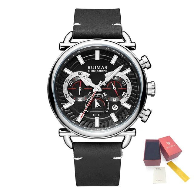 RUIMAS Men Luxury Sport Watches Leather Bracelet Quartz Wristwatch Luminous Clock Watch Calendar Relogio Masculino 585