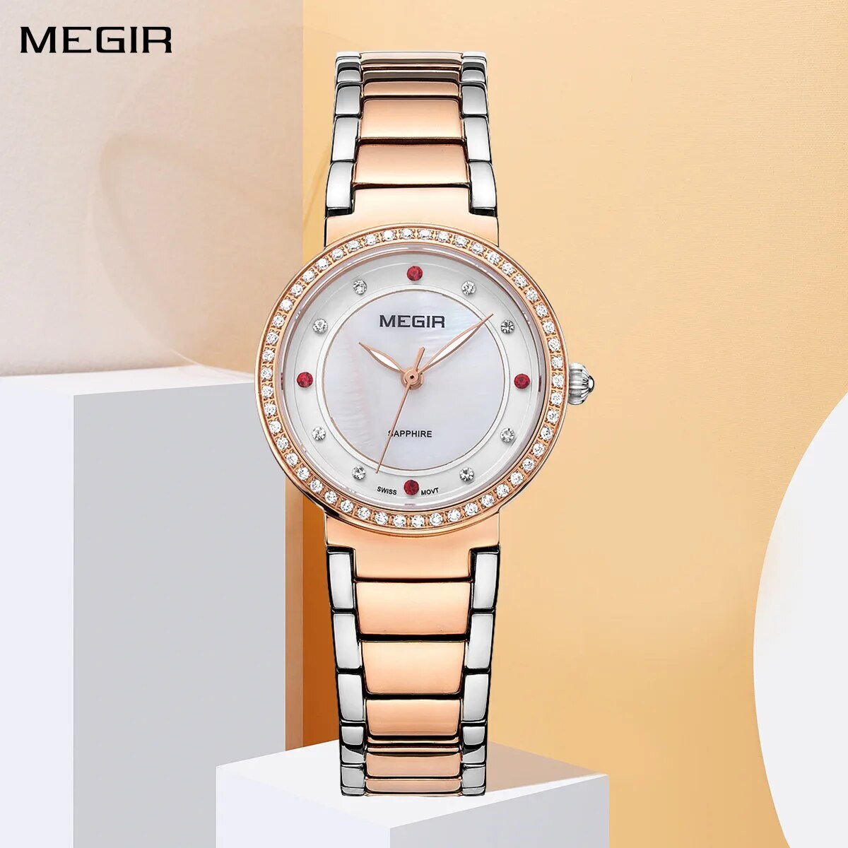 MEGIR Fashion Stainless Steel Women Bracelet Quartz Watches Elegant Business Ladies Clock Female Sport Wristwatch Reloj Mujer 4164