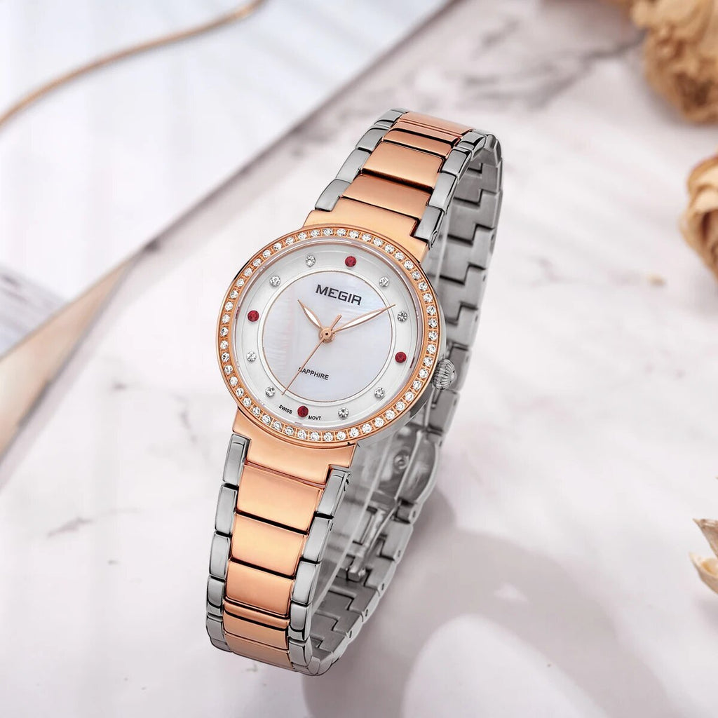 MEGIR Fashion Stainless Steel Women Bracelet Quartz Watches Elegant Business Ladies Clock Female Sport Wristwatch Reloj Mujer 4164