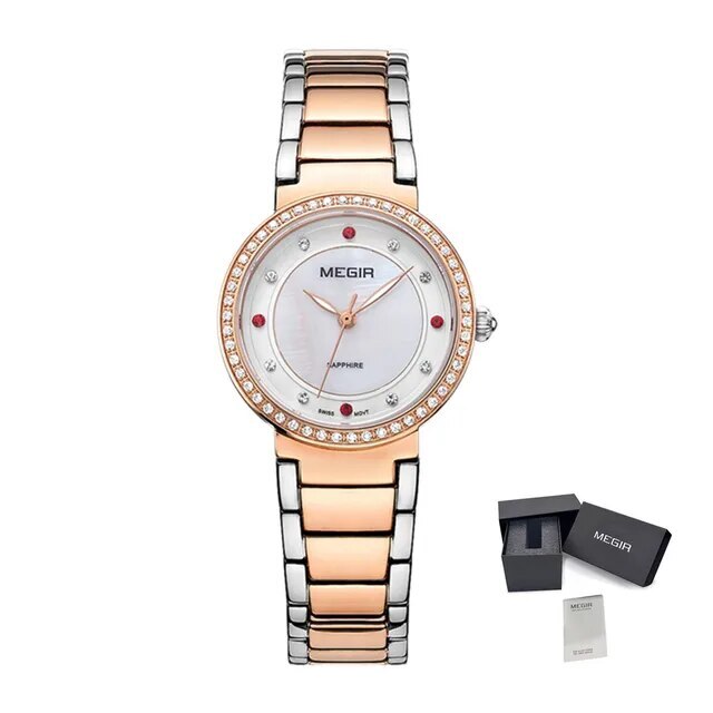 MEGIR Fashion Stainless Steel Women Bracelet Quartz Watches Elegant Business Ladies Clock Female Sport Wristwatch Reloj Mujer 4164