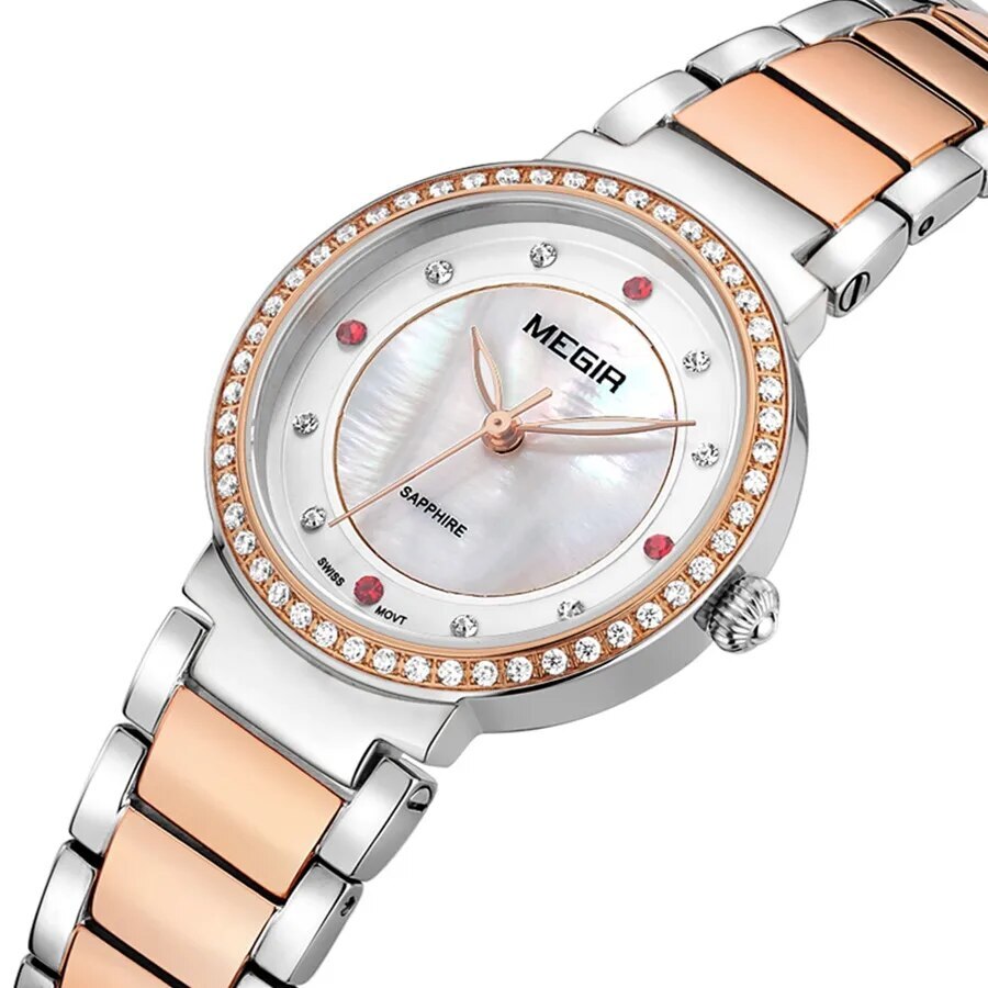 MEGIR Fashion Stainless Steel Women Bracelet Quartz Watches Elegant Business Ladies Clock Female Sport Wristwatch Reloj Mujer 4164