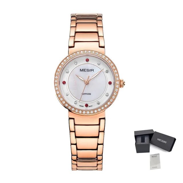 MEGIR Fashion Stainless Steel Women Bracelet Quartz Watches Elegant Business Ladies Clock Female Sport Wristwatch Reloj Mujer 4164