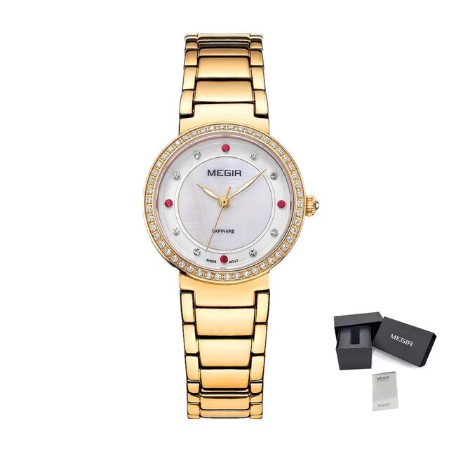 MEGIR Fashion Stainless Steel Women Bracelet Quartz Watches Elegant Business Ladies Clock Female Sport Wristwatch Reloj Mujer 4164