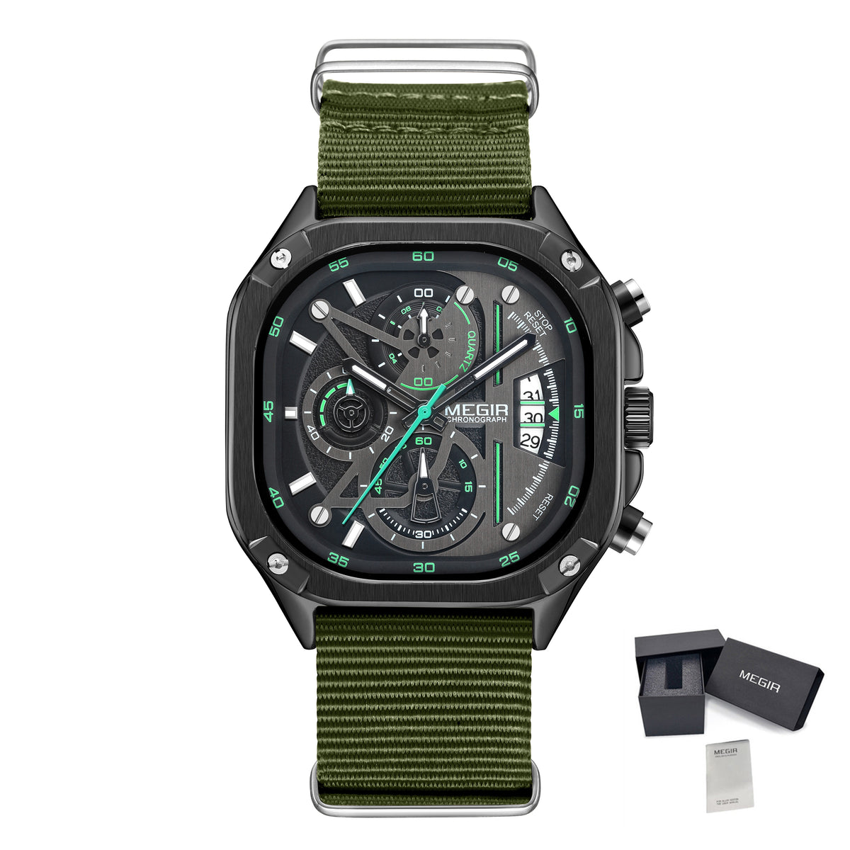 MEGIR Sports Military Watches for Men Luxury Business Casual Wristwatches Waterproof Date Clock Chronograph Reloj Hombre 2217