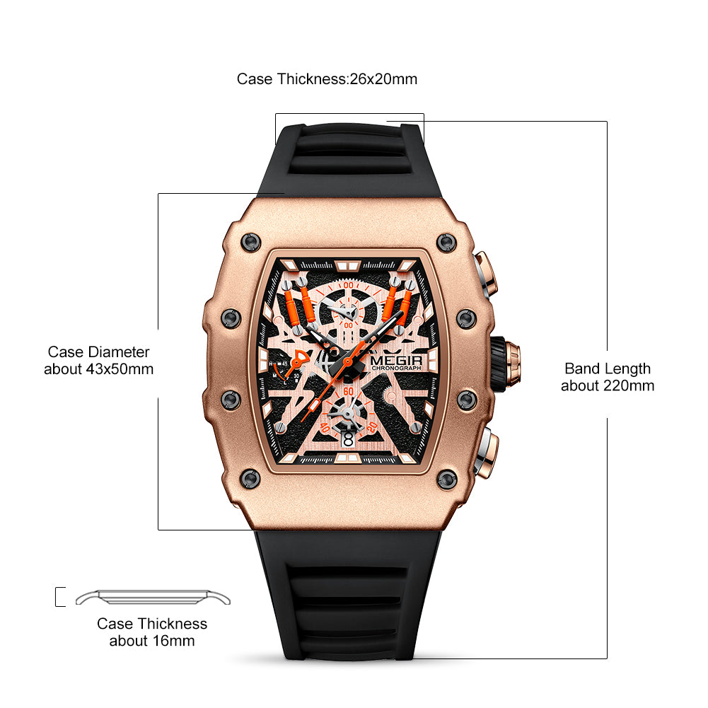MEGIR Luxury Outdoor Sport Wristwatch for Men Silicone Waterproof Watches Quartz Military Watch Male Clock Chronograph 2218