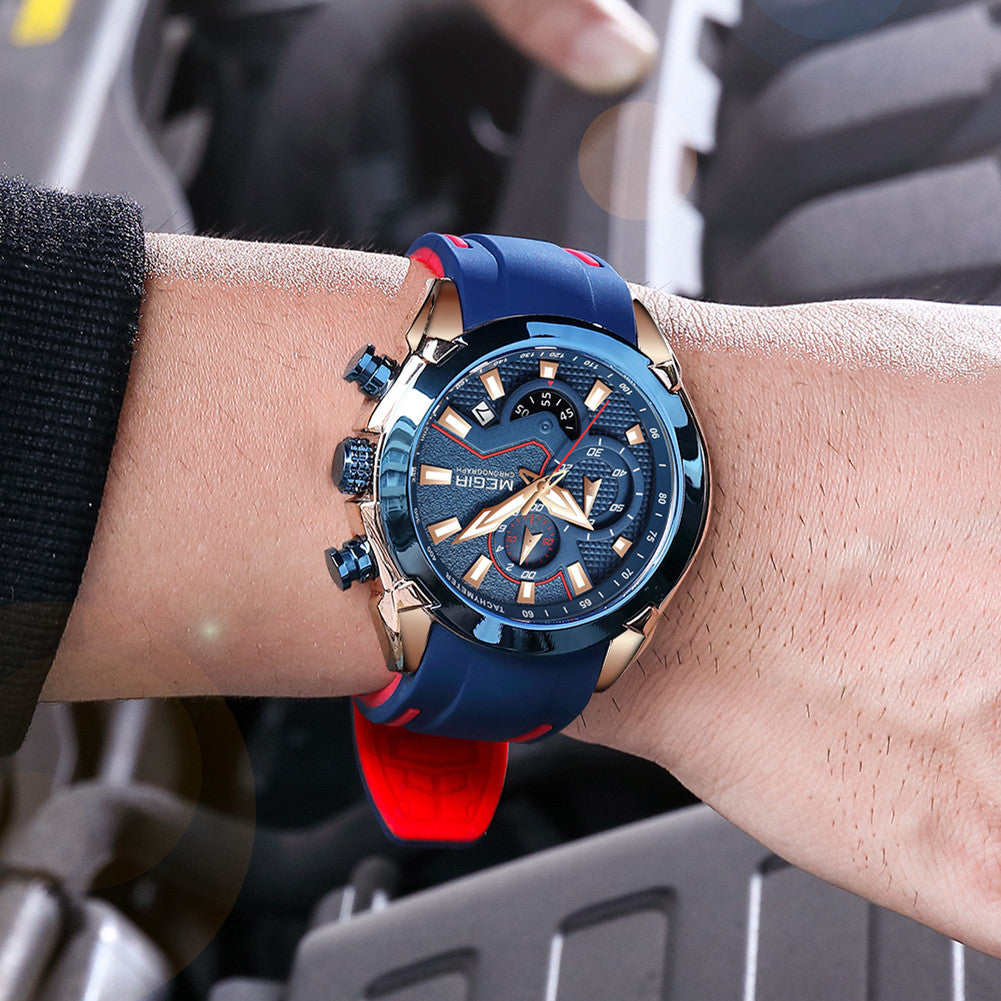 MEGIR Fashion Men's Watches Silicone Military Sport Watch Waterproof Date Chronograph Clock Wristwatch Relogio Masculino 2065