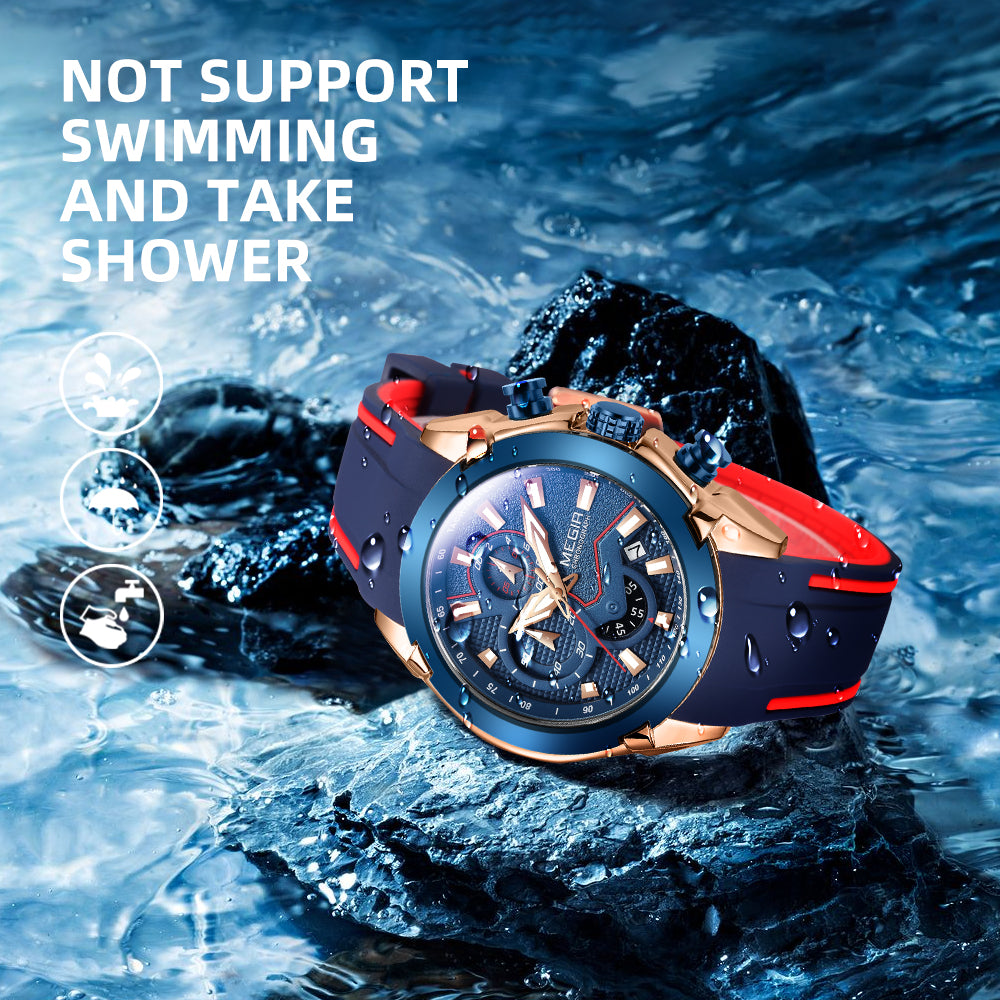 MEGIR Fashion Men's Watches Silicone Military Sport Watch Waterproof Date Chronograph Clock Wristwatch Relogio Masculino 2065