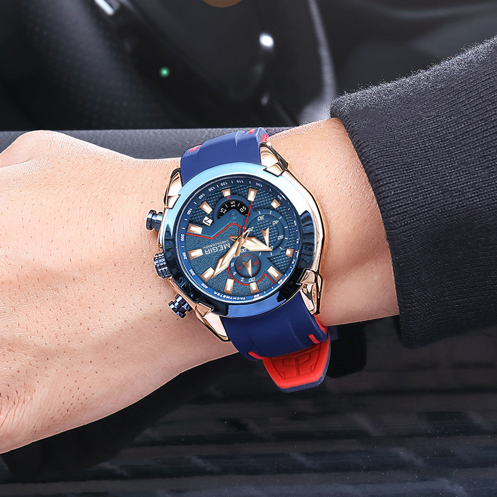 MEGIR Fashion Men's Watches Silicone Military Sport Watch Waterproof Date Chronograph Clock Wristwatch Relogio Masculino 2065
