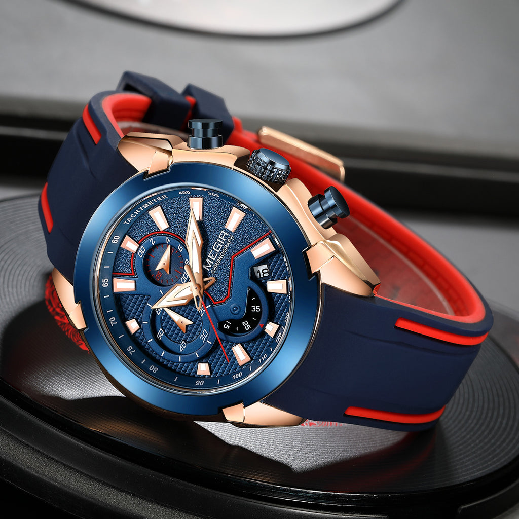 MEGIR Fashion Men's Watches Silicone Military Sport Watch Waterproof Date Chronograph Clock Wristwatch Relogio Masculino 2065