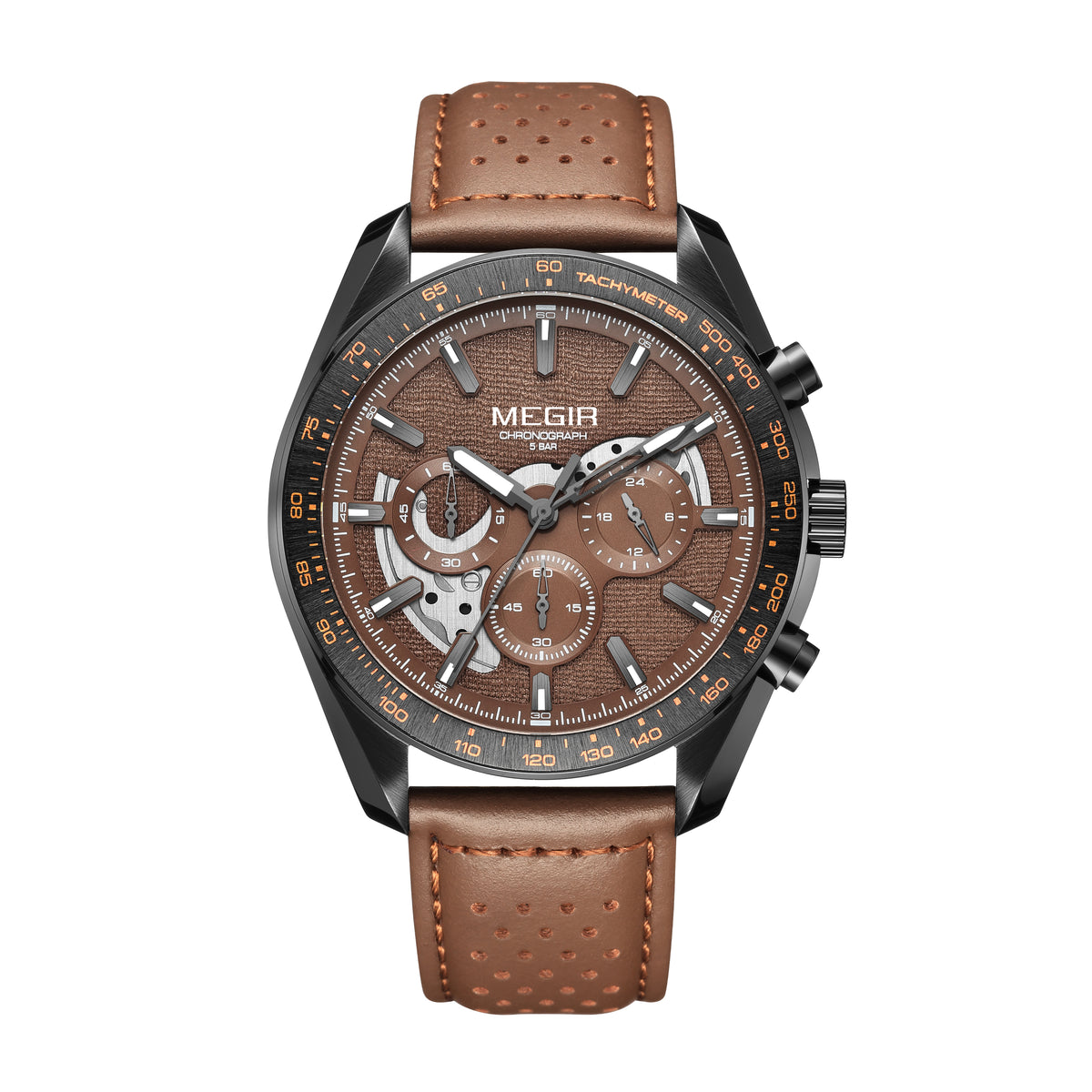 MEGIR Luxury Men's Business Casual Watches Leather Waterproof Quartz Chronograph Male Clock Wristwatch Relogio Masculino 8408