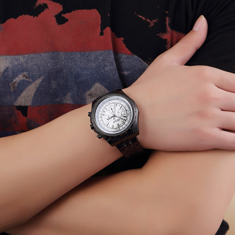 MEGIR Fashion Business Men's Watch Stainless Steel Quartz Wristwatch Calendar Big Dial Man Military Sports Chronograph Clock 2006