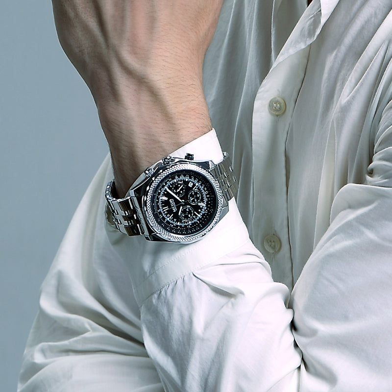 MEGIR Fashion Business Men's Watch Stainless Steel Quartz Wristwatch Calendar Big Dial Man Military Sports Chronograph Clock 2006