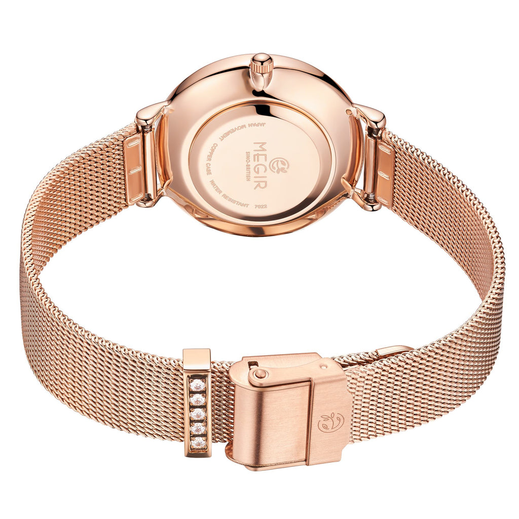 MEGIR Fashion Women Watches Top Brand Luxury Ladies Dress Clock Steel Bracelet Clock Female Quartz Wristwatch Relogio Feminino 7022