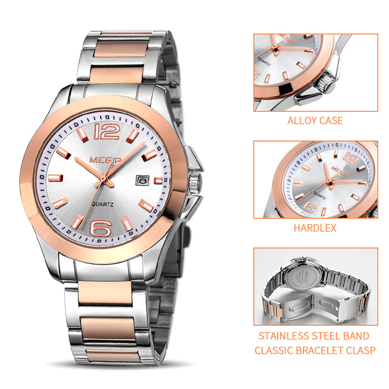 MEGIR Fashion Mens Watches for Men Top Brand Luxury Luminous Clock Steel Quartz Business Wristwatch Calendar Reloj Hombre 5006G