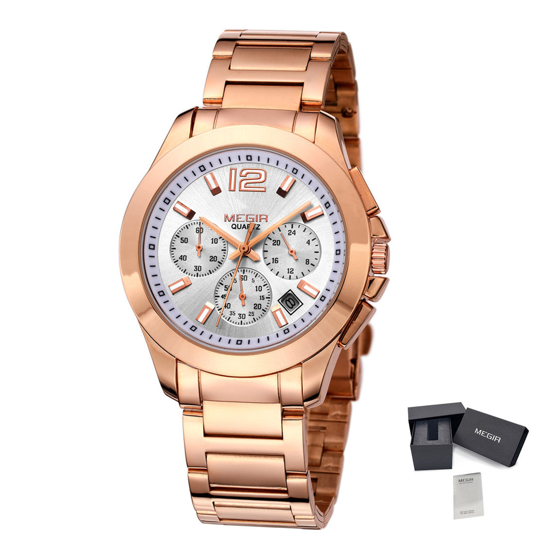 MEGIR Fashion Mens Watches for Men Top Brand Luxury Luminous Clock Steel Quartz Business Wristwatch Calendar Reloj Hombre 5006G