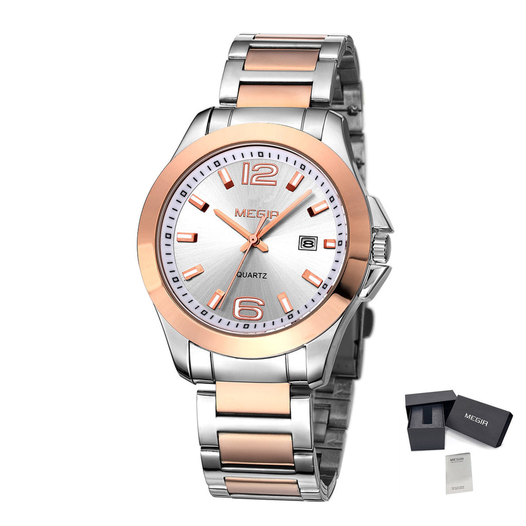 MEGIR Fashion Mens Watches for Men Top Brand Luxury Luminous Clock Steel Quartz Business Wristwatch Calendar Reloj Hombre 5006G