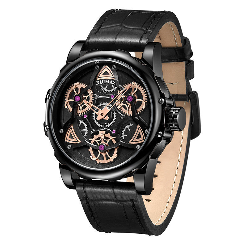RUIMAS Relogio Masculino Fashion Leather Strap Big Dial Sports Quartz Watches for Men 3ATM Waterproof Casual WristWatch Clock 526