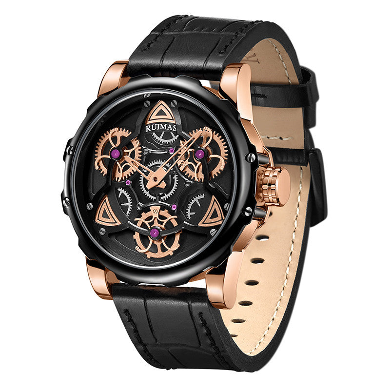 RUIMAS Relogio Masculino Fashion Leather Strap Big Dial Sports Quartz Watches for Men 3ATM Waterproof Casual WristWatch Clock 526