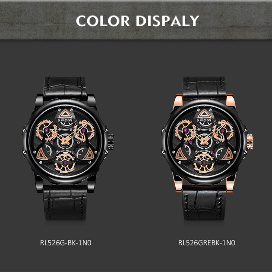 RUIMAS Relogio Masculino Fashion Leather Strap Big Dial Sports Quartz Watches for Men 3ATM Waterproof Casual WristWatch Clock 526