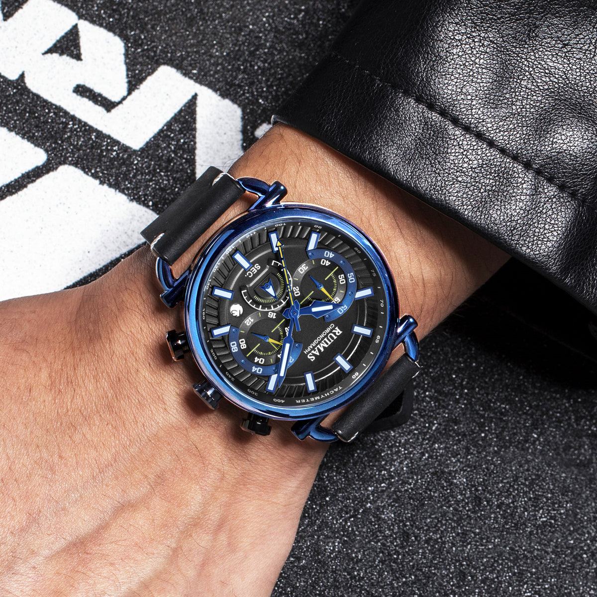 RUIMAS Men Luxury Sport Watches Leather Bracelet Quartz Wristwatch Luminous Clock Watch Calendar Relogio Masculino 585