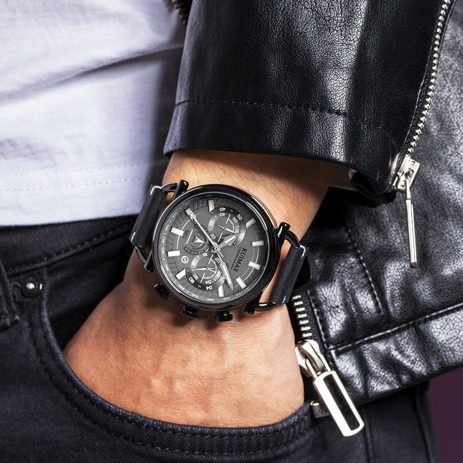 RUIMAS Men Luxury Sport Watches Leather Bracelet Quartz Wristwatch Luminous Clock Watch Calendar Relogio Masculino 585