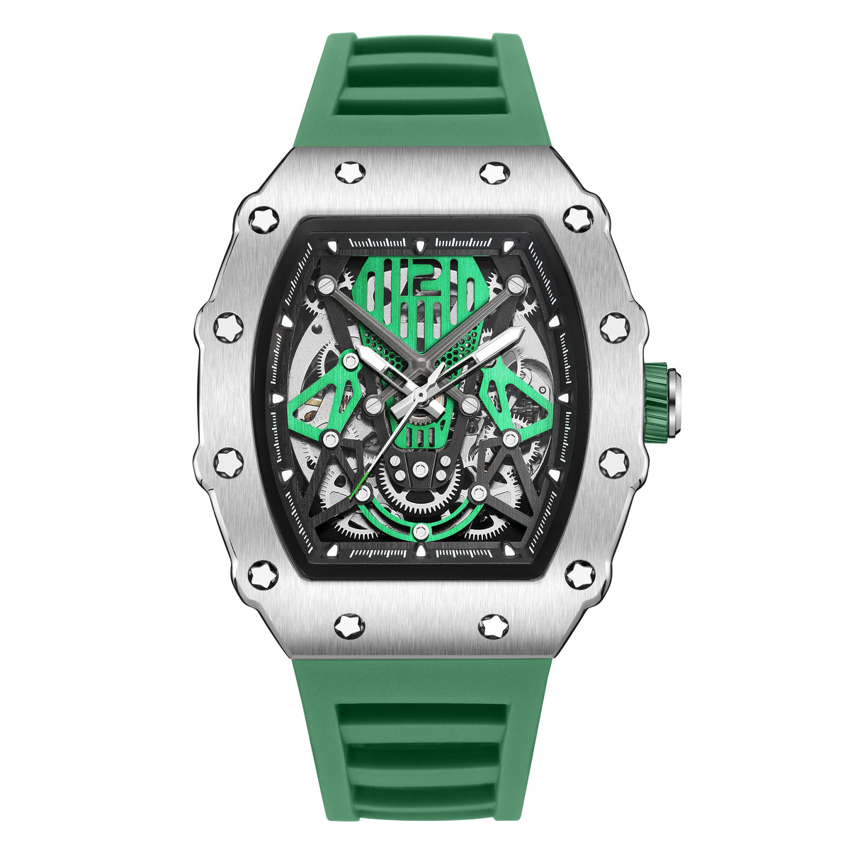 RUIMAS Luxury Watch Men Fashion Automatic Mechanical Watches Clock Silicone Strap Sport Casual Wristwatch Big Dial Reloj Hombre 341
