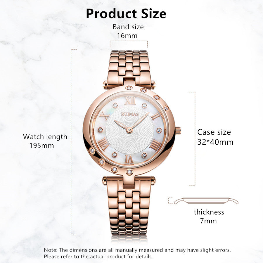 RUIMAS Ladies Wrist Watch Stainless Steel Luxury Quartz Women Watches Waterproof Female Dress Clock Bracelet reloj mujer 6749