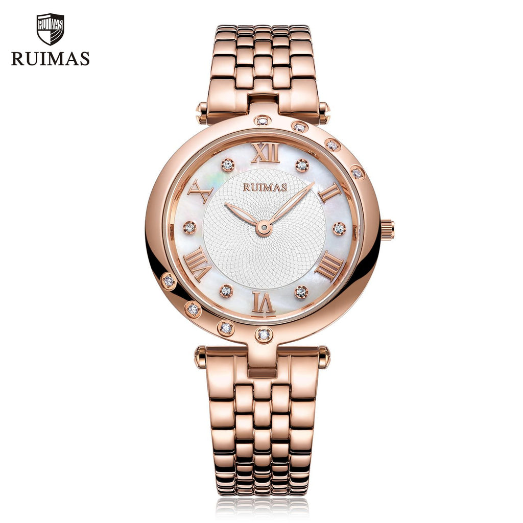 RUIMAS Ladies Wrist Watch Stainless Steel Luxury Quartz Women Watches Waterproof Female Dress Clock Bracelet reloj mujer 6749