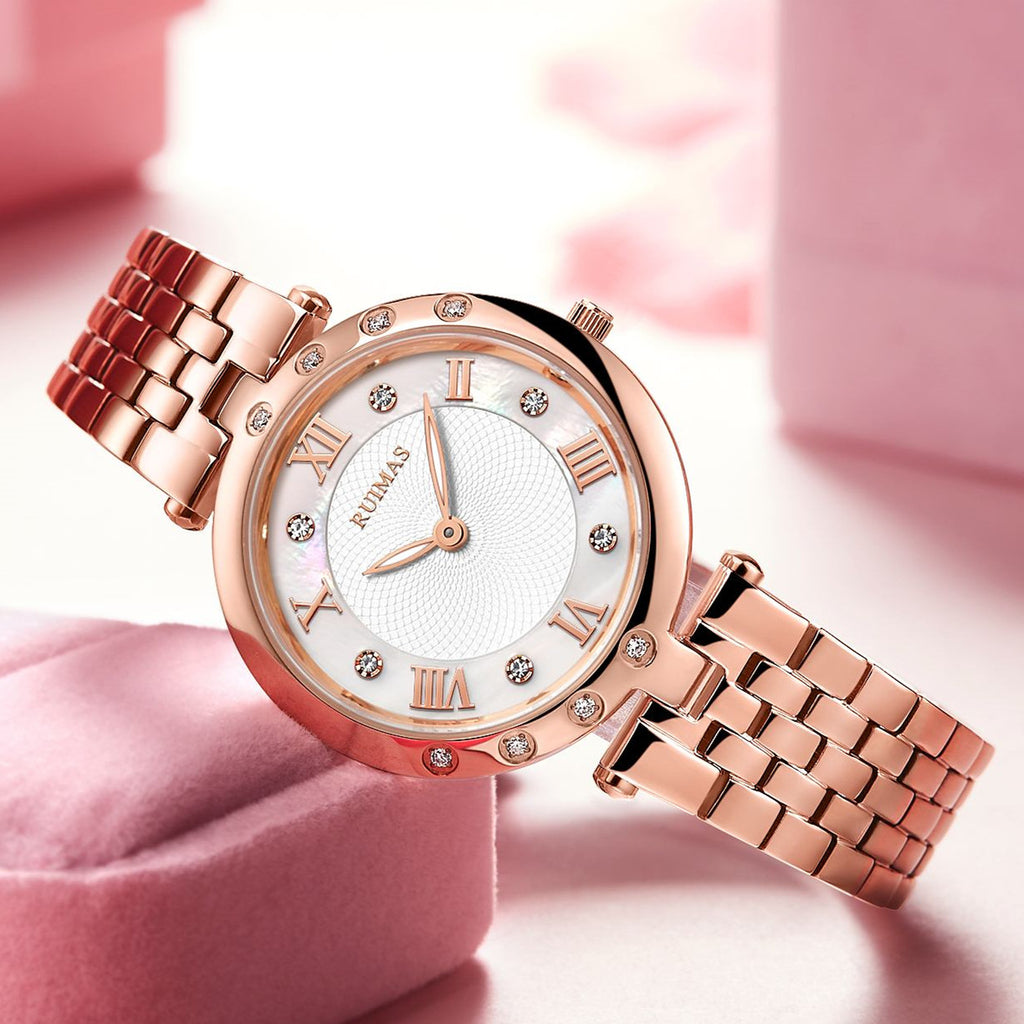 RUIMAS Ladies Wrist Watch Stainless Steel Luxury Quartz Women Watches Waterproof Female Dress Clock Bracelet reloj mujer 6749
