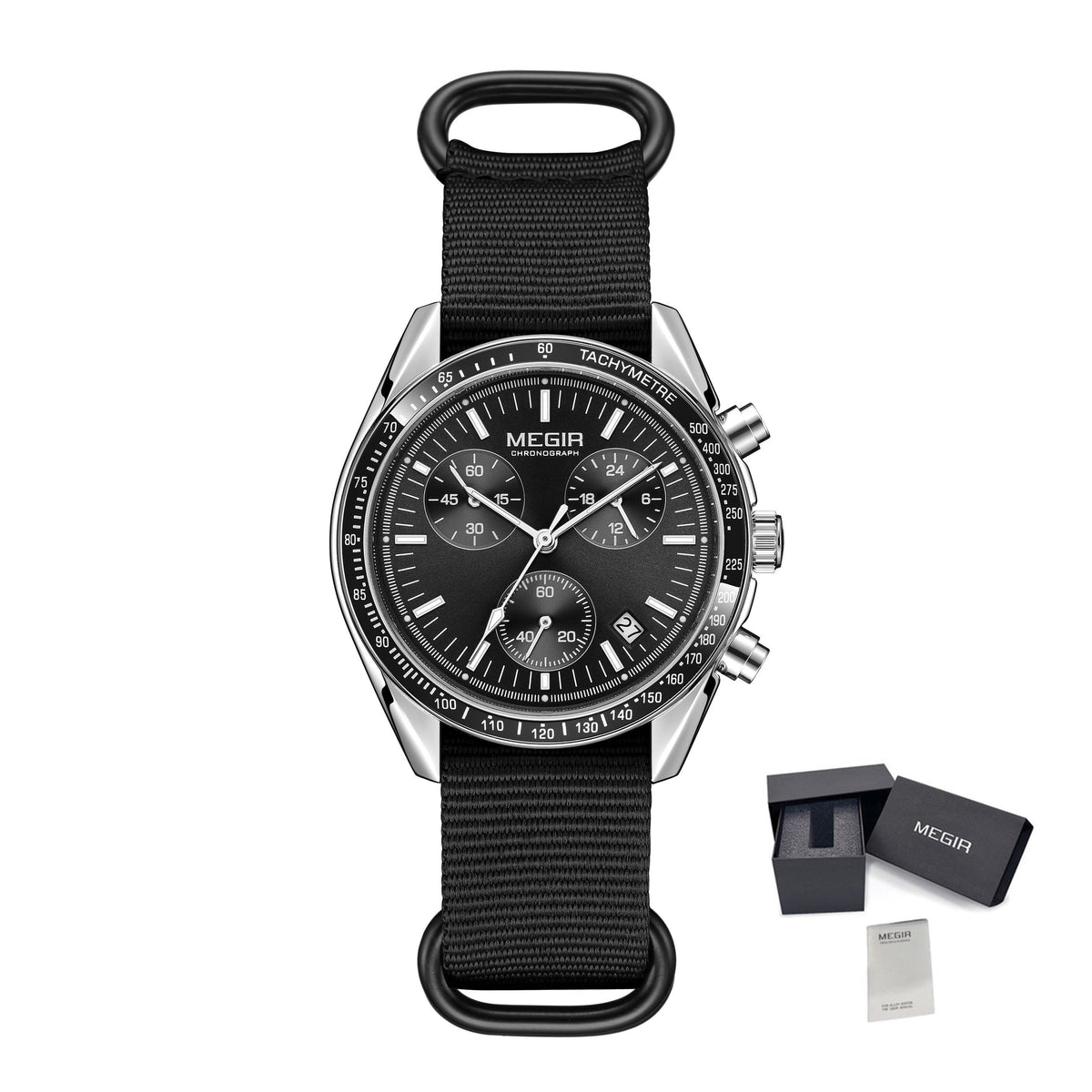 MEGIR Fashion Brand Men Wristwatches Military Sport Watches Canvas Strap Waterproof Chronograph Clock Gift for Men Montre Homme 2247