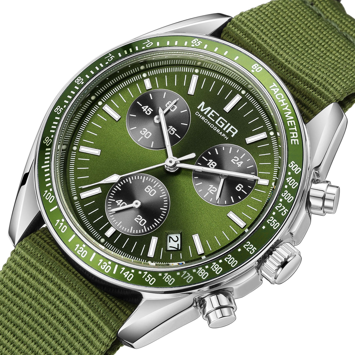 MEGIR Fashion Brand Men Wristwatches Military Sport Watches Canvas Strap Waterproof Chronograph Clock Gift for Men Montre Homme 2247