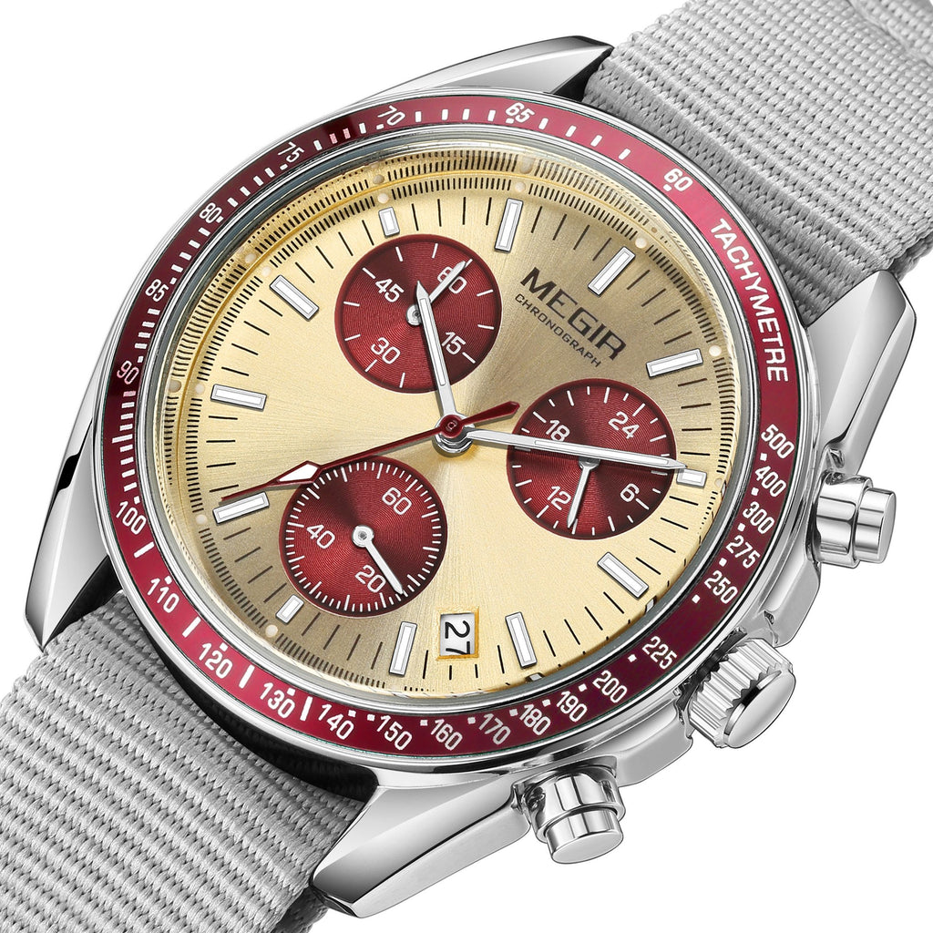 MEGIR Fashion Brand Men Wristwatches Military Sport Watches Canvas Strap Waterproof Chronograph Clock Gift for Men Montre Homme 2247
