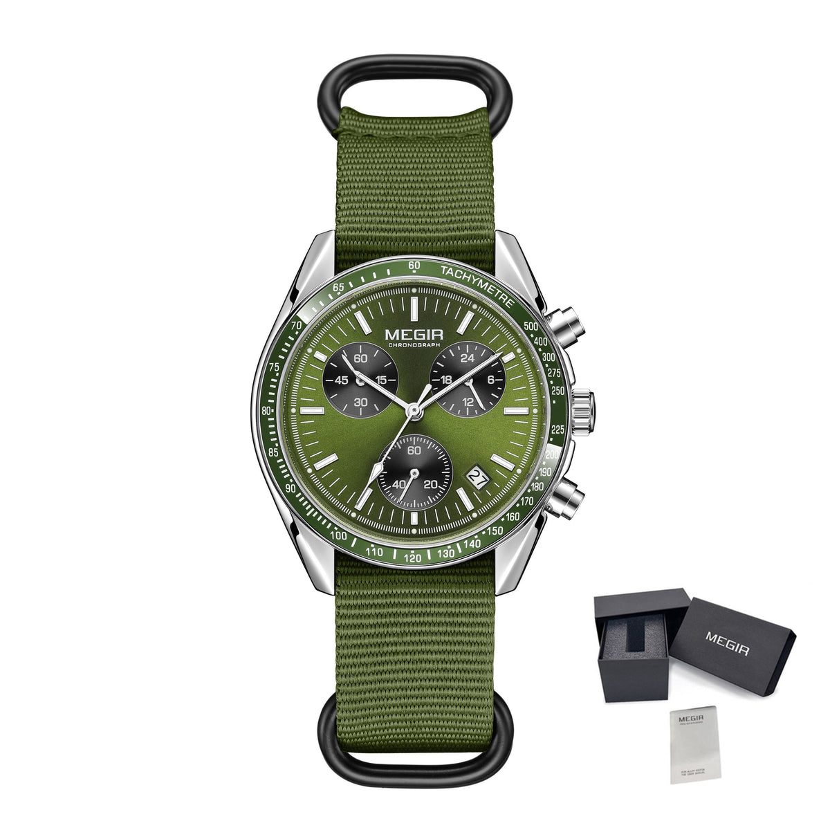 MEGIR Fashion Brand Men Wristwatches Military Sport Watches Canvas Strap Waterproof Chronograph Clock Gift for Men Montre Homme 2247