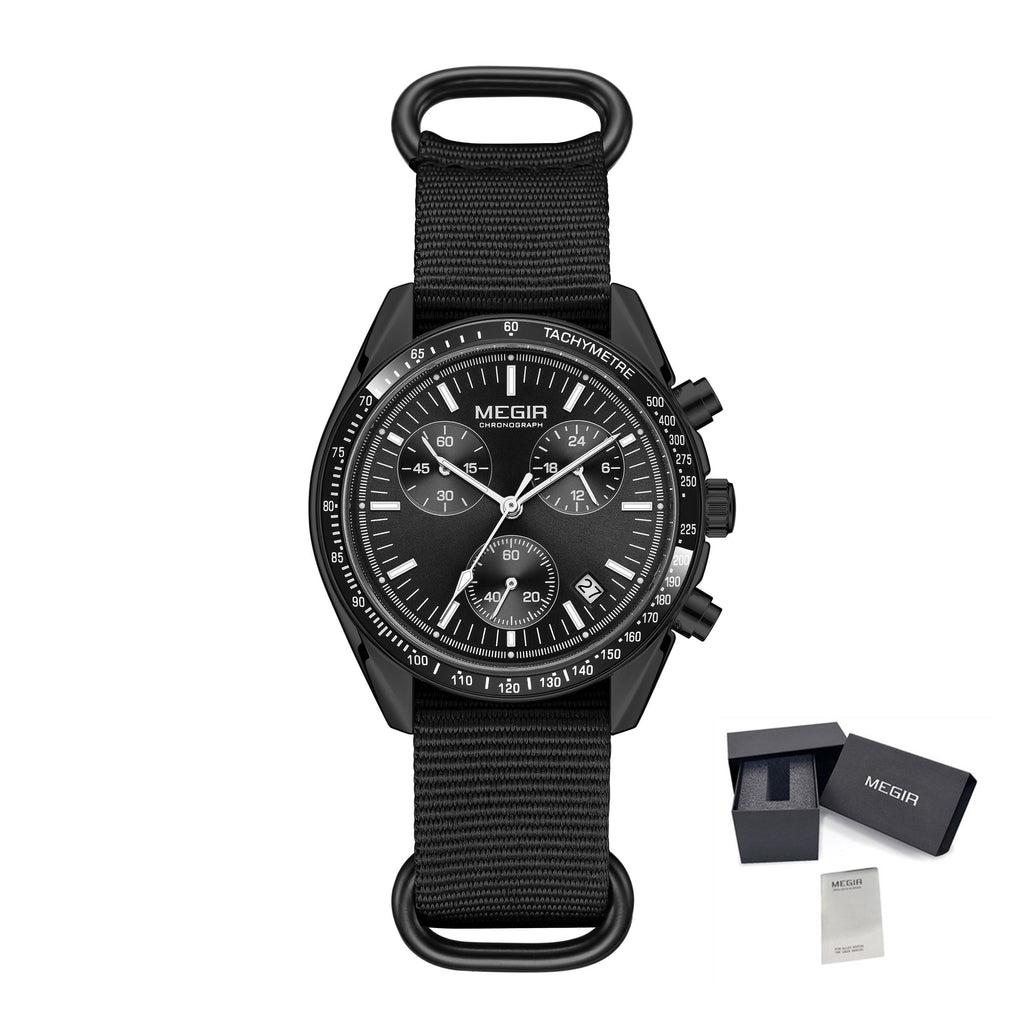 MEGIR Fashion Brand Men Wristwatches Military Sport Watches Canvas Strap Waterproof Chronograph Clock Gift for Men Montre Homme 2247