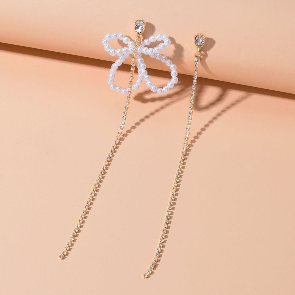 Pearl Butterfly Tassel Dangle Earrings Elegant Playful Jewelry