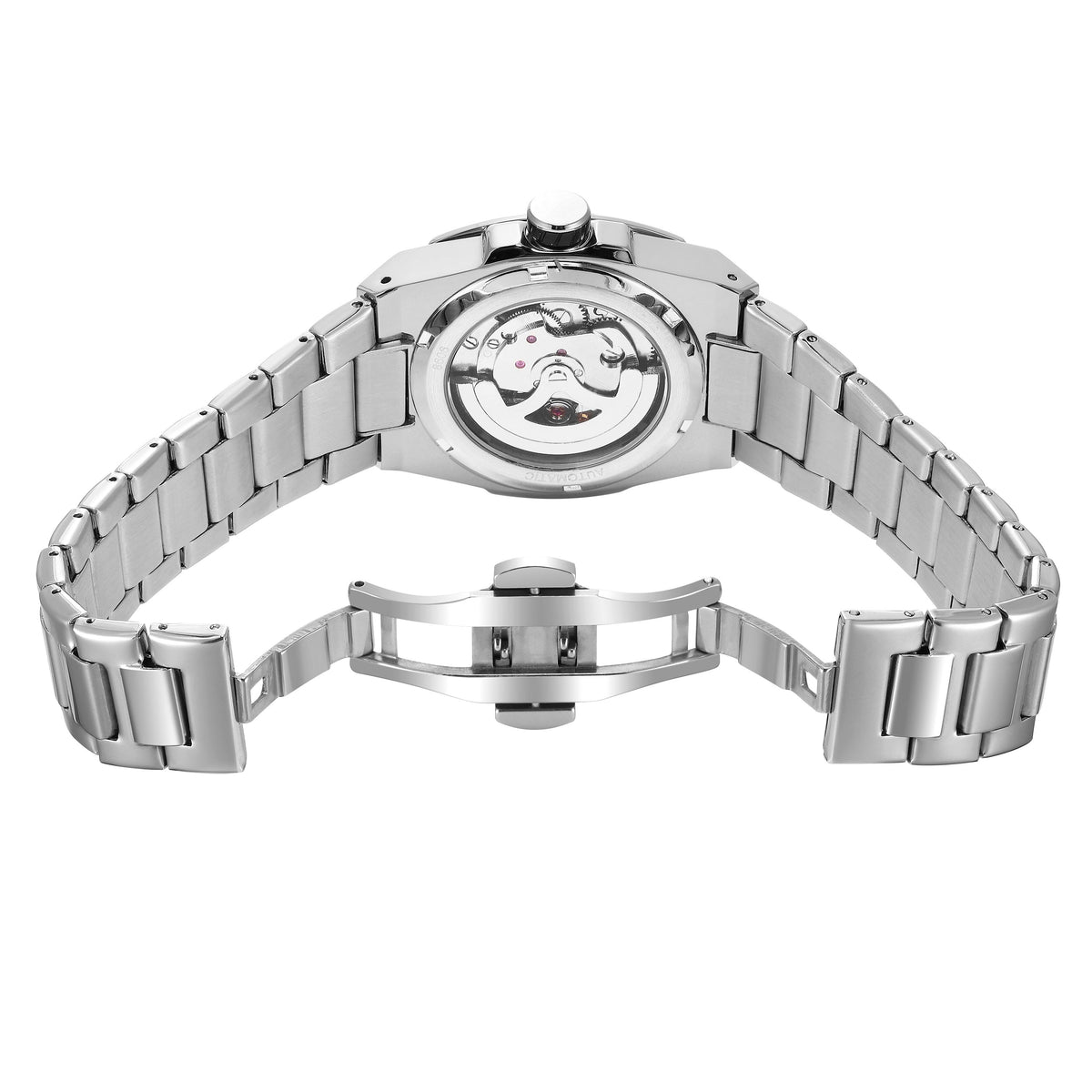 MEGIR Skeleton Dial Mechanical Watches for Men Luxury Business Wristwatch Stainless Steel Waterproof Automatic Watch Clock 8606
