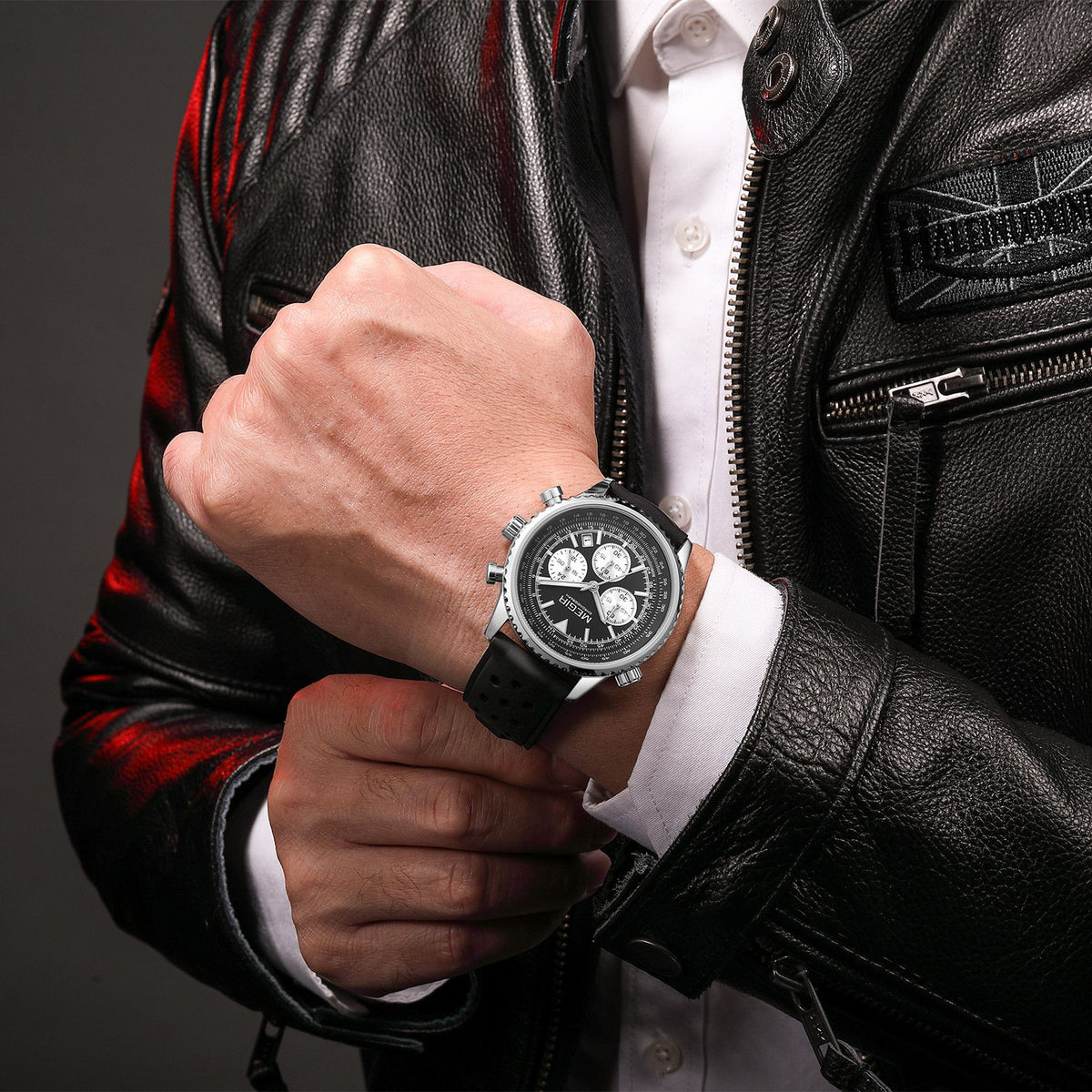 MEGIR Luxury Men Watches Fashion Silicone Band Quartz Military Wristwatch Waterproof Big Dial Male Sport Chronograph with Date Clock 2236