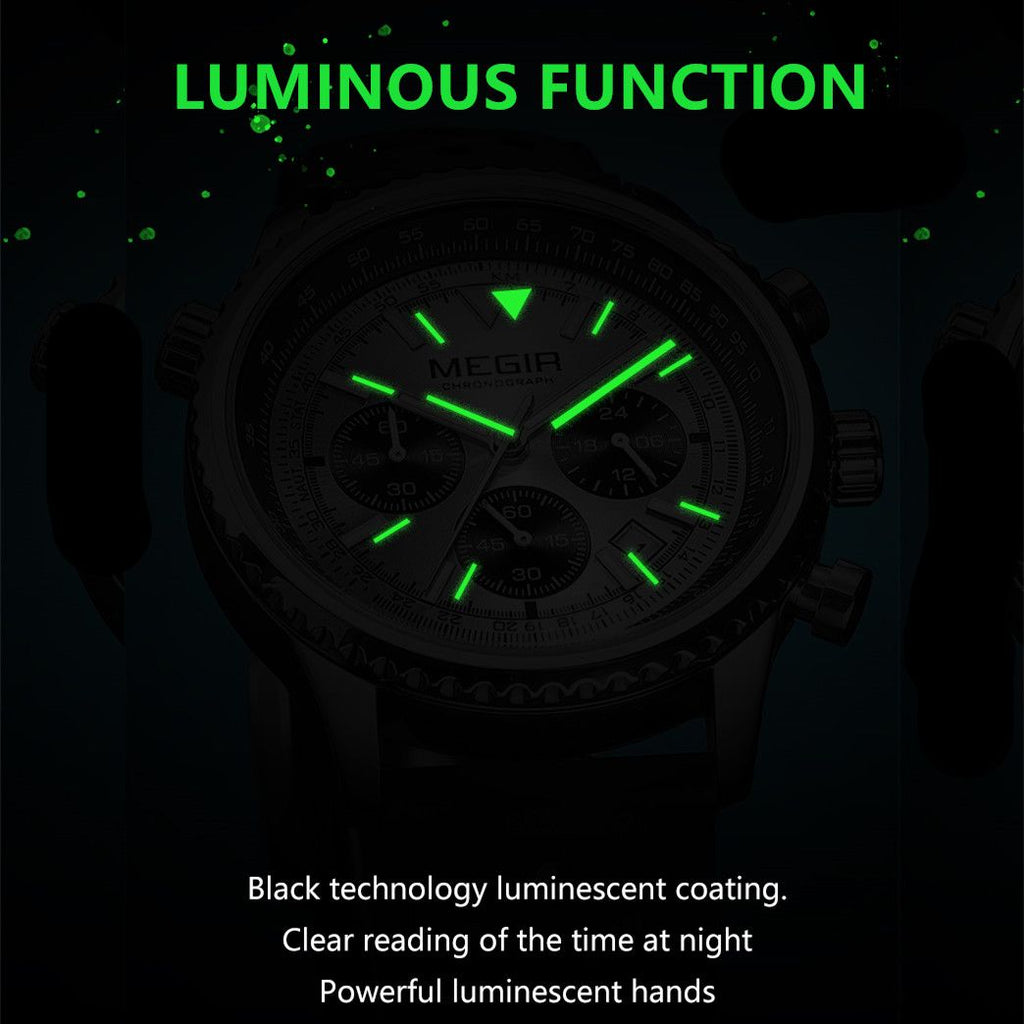MEGIR Luxury Men Watches Fashion Silicone Band Quartz Military Wristwatch Waterproof Big Dial Male Sport Chronograph with Date Clock 2236