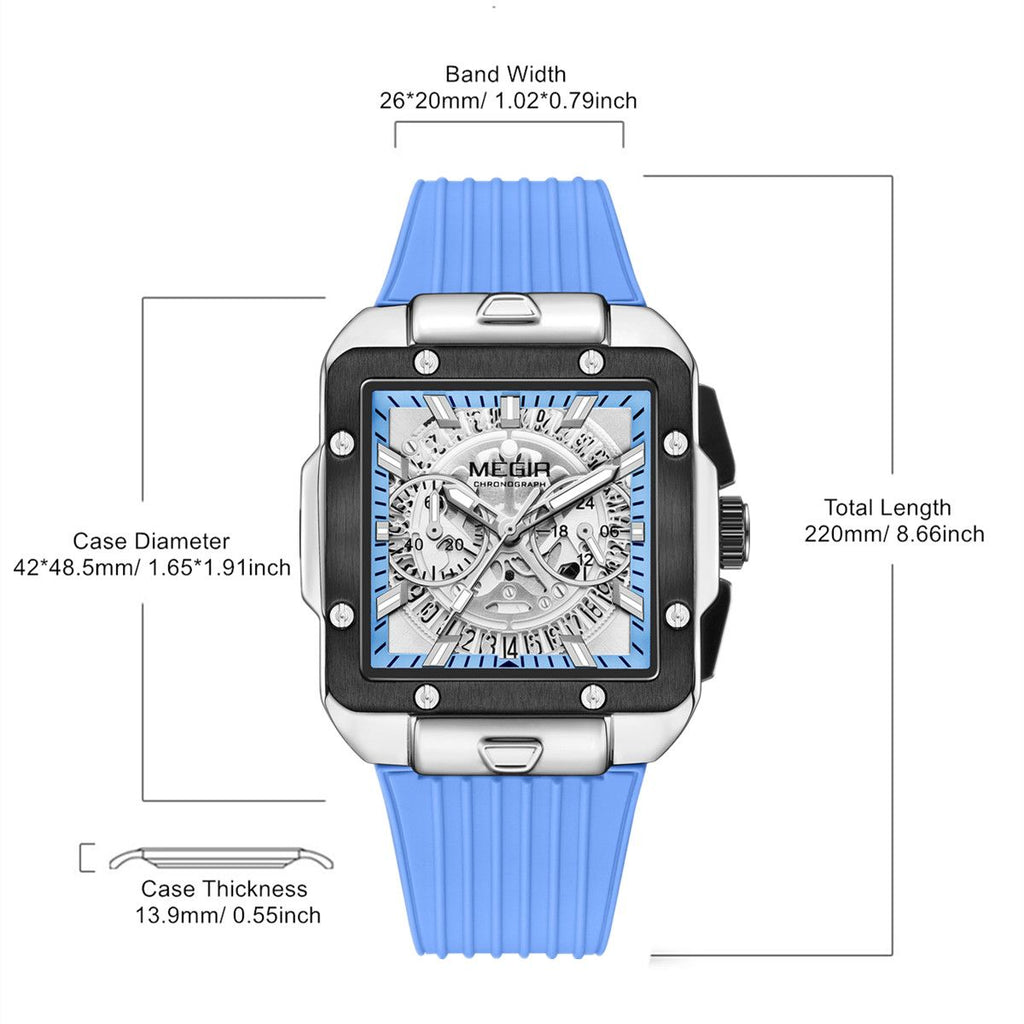 MEGIR Watch for Men Luxury Sport Quartz Wristwatch with Silicone Band Luminous Hands Date Male Chronograph Clock Reloj Hombre 2228