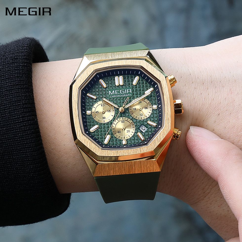 MEGIR Fashion Sport Military Watches for Men Luxury Quartz Wristwatch Silicone Strap Waterproof Date Clock 24-hour Reloj Hombre 2215