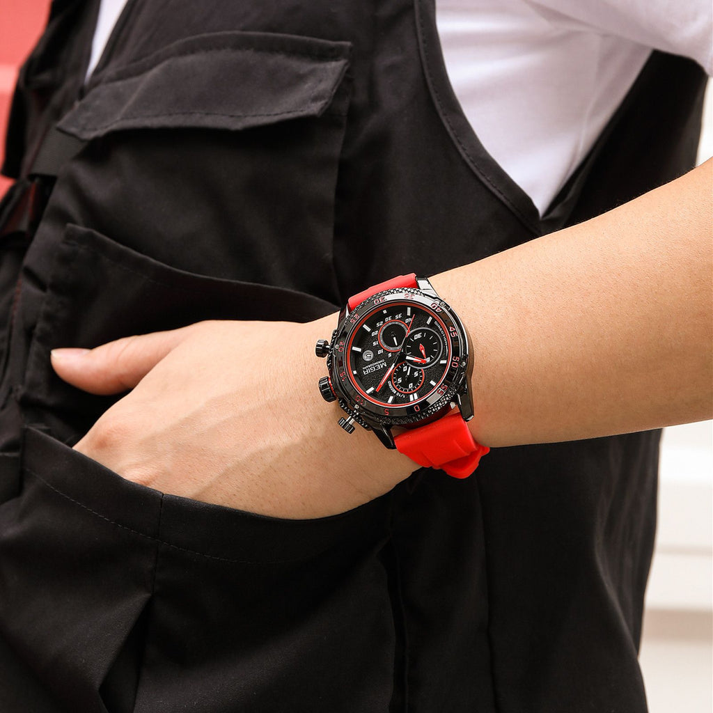 MEGIR Men's Watches Luxury Military Sport Wristwatches Waterproof Luminous Silicone Strap Quartz Chronograph Reloj Hombre 2211