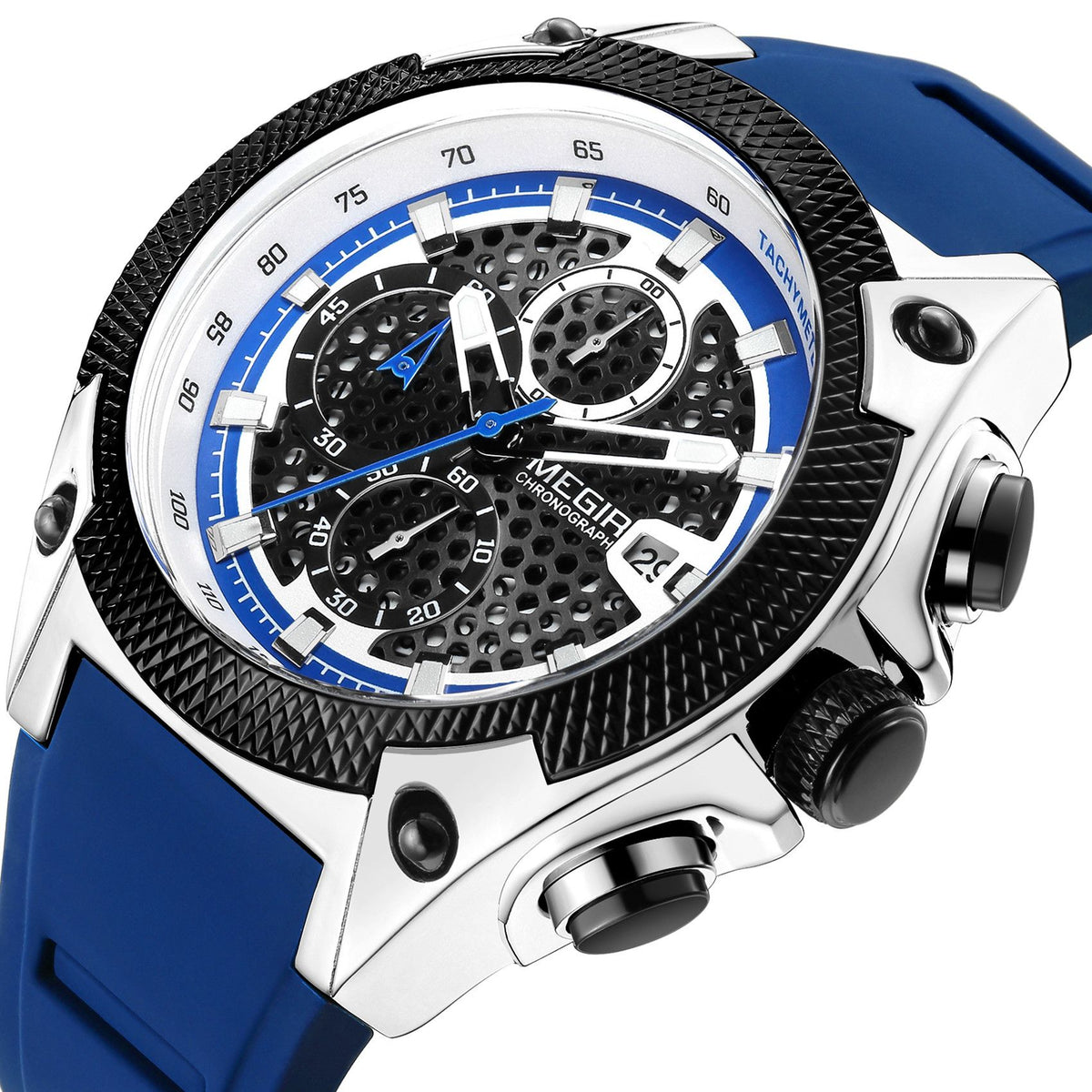 MEGIR Men's Sport Watches Luxury Silicone Strap Man Chronograph Clock Waterproof Luminous Quartz Wristwatch Montre Homme 2127