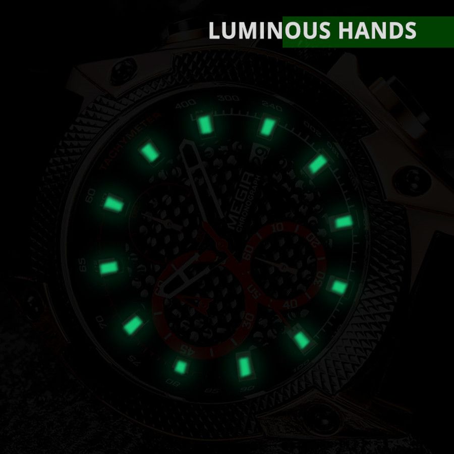 MEGIR Men's Sport Watches Luxury Silicone Strap Man Chronograph Clock Waterproof Luminous Quartz Wristwatch Montre Homme 2127