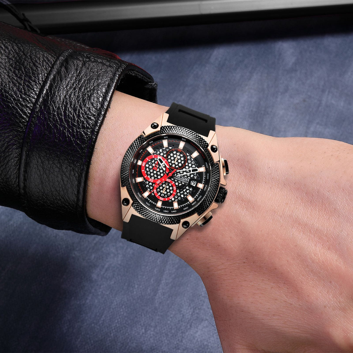 MEGIR Men's Sport Watches Luxury Silicone Strap Man Chronograph Clock Waterproof Luminous Quartz Wristwatch Montre Homme 2127